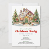 Invitation Festive Christmas Scene Red Green Holiday Invite (Devant)