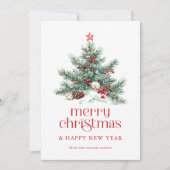 Invitation Festive Christmas Tree Red Retro Typography  (Devant)