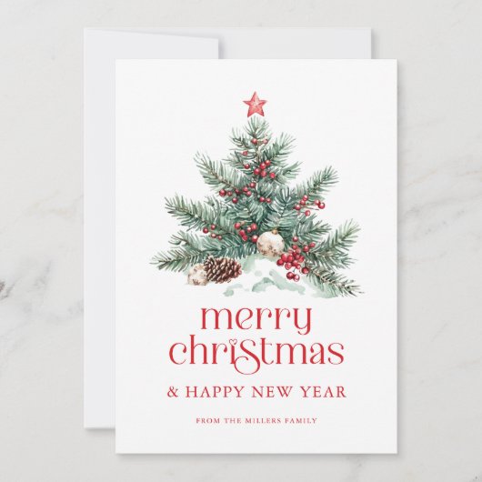Invitation Festive Christmas Tree Red Retro Typography  (Devant)