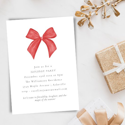 Invitation Festive Classic Red Bow Christmas Holiday Party