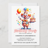 Invitation Festive Clown Aquarelle fête d'anniversaire (Devant)