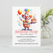 Invitation Festive Clown Aquarelle fête d'anniversaire (Debout devant)