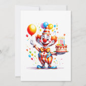 Invitation Festive Clown Aquarelle fête d'anniversaire (Dos)