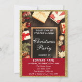 Invitation Festive Compagnie Noël Parties scintillant Rouge & (Devant)