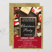 Invitation Festive Compagnie Noël Parties scintillant Rouge & (Devant / Derrière)