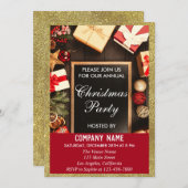 Invitation Festive Compagnie Noël Parties scintillant Rouge & (Devant / Derrière)