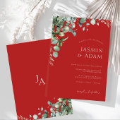 Invitation Festive Crimson Rouge Eucalyptus Mariage de verdur