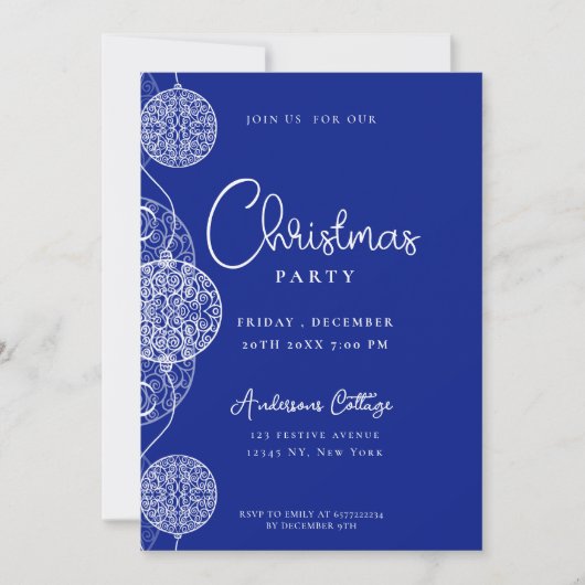 Invitation Festive Cute Blue Christmas Party (Devant)