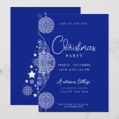 Invitation Festive Cute Blue Christmas Party (Devant / Derrière)