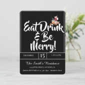 Invitation Festive Cute Drinks Party Manger Boire & Soyez Joy (Debout devant)