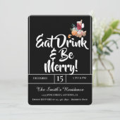 Invitation Festive Cute Drinks Party Manger Boire & Soyez Joy (Debout devant)
