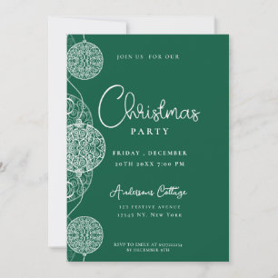 Invitation Festive Cute Green Christmas Party