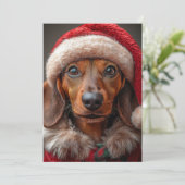 Invitation Festive Dachshund à Père Noël Attire (Debout devant)