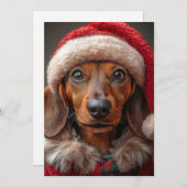 Invitation Festive Dachshund à Père Noël Attire (Devant / Derrière)