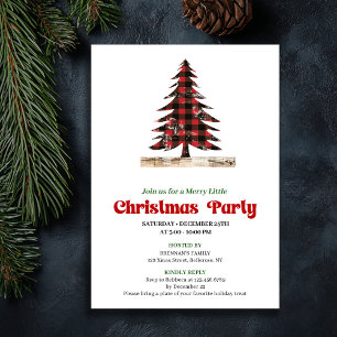 Invitation festive de fête à carreaux rouges et no