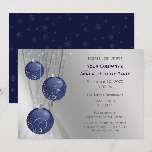 Invitation festive de fête de fin d'année d'entrep (Devant / Derrière)