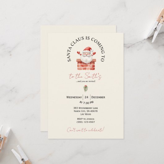 Invitation festive de fête de Noël (Devant/Arrière en situation)