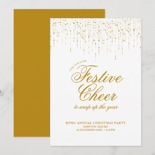 Invitation Festive de fête de vacances Cheer White Gold