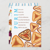 Invitation festive de Hamentashen pour Pourim (Devant / Derrière)