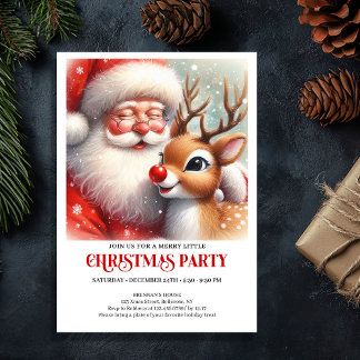 Invitation festive de Noël avec le Père Noël et Ru