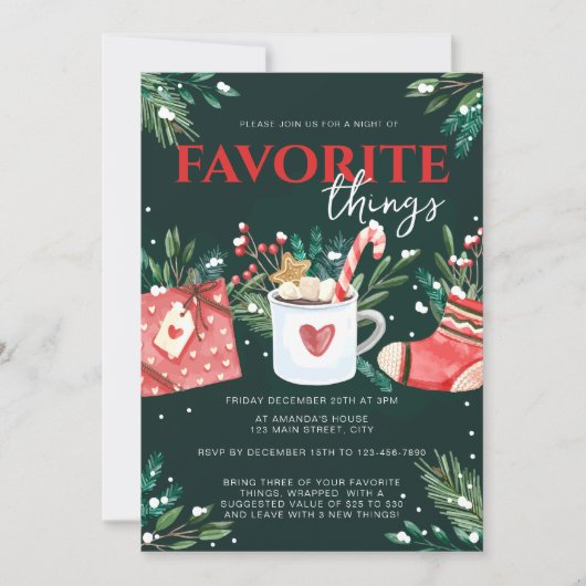 Invitation Festive de Noël Festive Favoris (Devant)