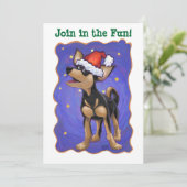 Invitation Festive de nuit étoilée Chihuhua à Santa Hat (Debout devant)