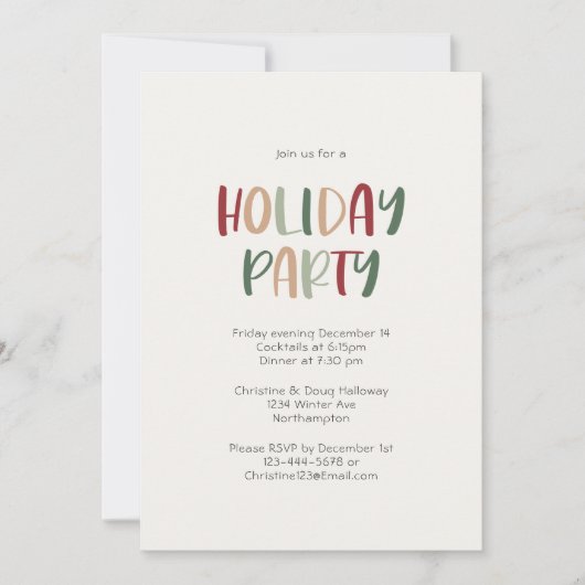 Invitation Festive Décontractée Colorful (Devant)