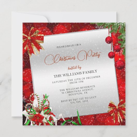 Invitation Festive Decorations Christmas Party (Devant)
