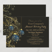 Invitation festive dorée pour la fête de fin d'ann (Devant / Derrière)