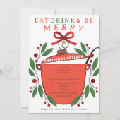 Invitation Festive Eat Drink and Be Merry Christmas Potluck (Devant)