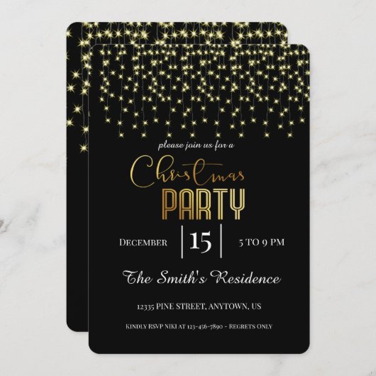 Invitation Festive Élégant Noël magique (Devant / Derrière)