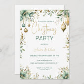 Invitation Festive Élégant Ornements Noël (Devant / Derrière)