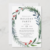 Invitation Festive et Holly Berries Wreath Holiday (Devant)