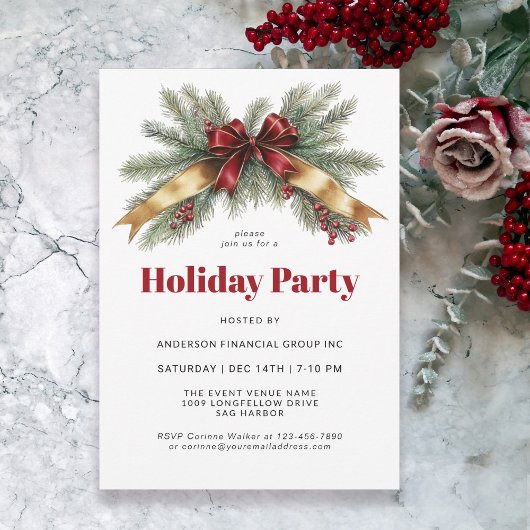Invitation Festive Evergreens Corporate Holiday Party