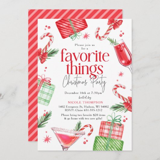 Invitation Festive Favoris (Devant / Derrière)