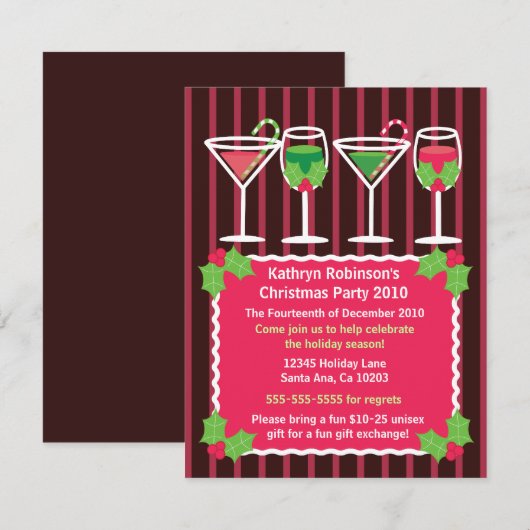 Invitation Festive Fête de Noël (Devant / Derrière)