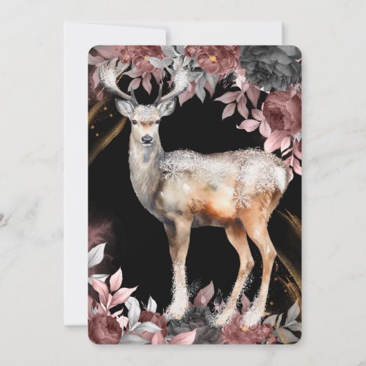 Invitation Festive Fête Élégante, Reinder de Noël Magique (Dos)