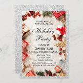 Invitation Festive Fête Fête Parties scintillant blanche Arge (Devant / Derrière)