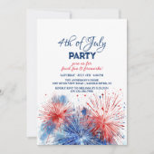 Invitation Festive feux d'artifice Joyeux 4 juillet (Devant)
