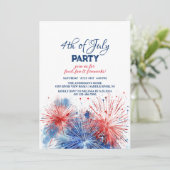 Invitation Festive feux d'artifice Joyeux 4 juillet (Debout devant)
