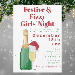 Invitation Festive & Fizzy Champagne Fille de nuit