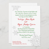 Invitation Festive Flambeau de neige rouge avec mariage d'hiv (Devant / Derrière)