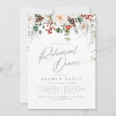Invitation Festive Floral Winter Wedding Rehearsal Dinner (Devant)