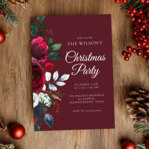 Invitation festive florale de Noël d'hiver
