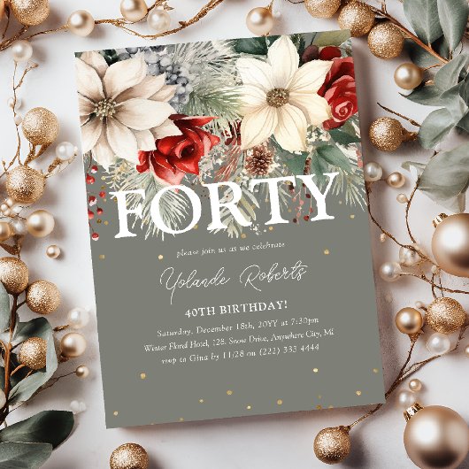 Invitation Festive Florales d'hiver 40e anniversaire