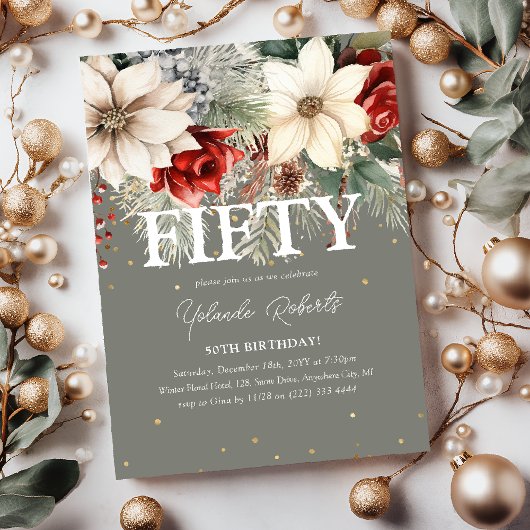 Invitation Festive Florales d'hiver 50e anniversaire