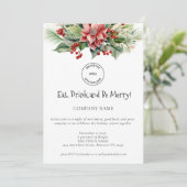 Invitation Festive Florals Company Logo Noël Party (Debout devant)