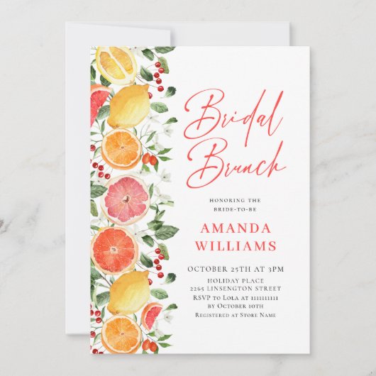 Invitation Festive Fluale Fluale Citrus Slice Bridal Brunch (Devant)