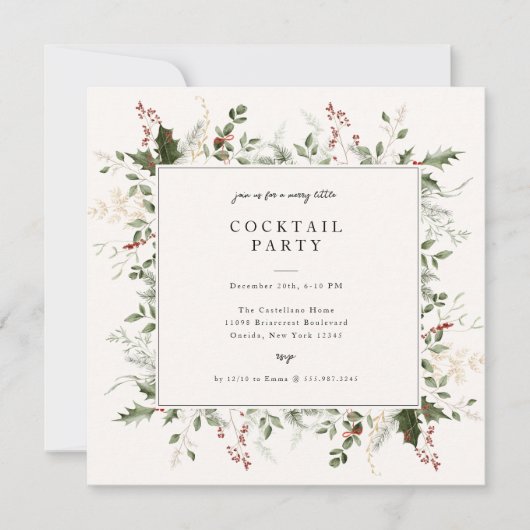 Invitation Festive Foliage Frame Fête de Vacances (Devant)