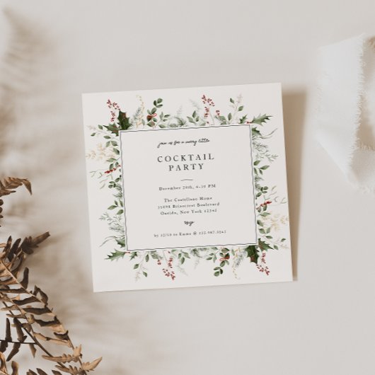 Invitation Festive Foliage Frame Fête de Vacances